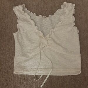 Brandy Melville White Ruffle Crop Top